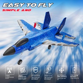ANTSIR RC Airplane F-35 Remote Control Lightning II Jet Plane, 2.4GHz Smart Gyro Easy to Fly for Kids Adults Beginners (Blue)