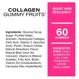 Gomitas De Colágeno 60 Gom- Cuidado De La Piel - Naturelab Sabor Fresa Cereza Naranja