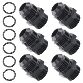 Taiidaues 6 PCS 12AN Flare to 12AN ORB Male O-ring Boss Fuel Rail Adapter Fitting Black Suitable for Vehicle Fuel Oil Line Modification