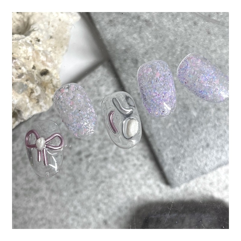 ˡᴬᴺᵀᶤˡ Pink Ribbon Handmade Nail Tip - Short Oval /