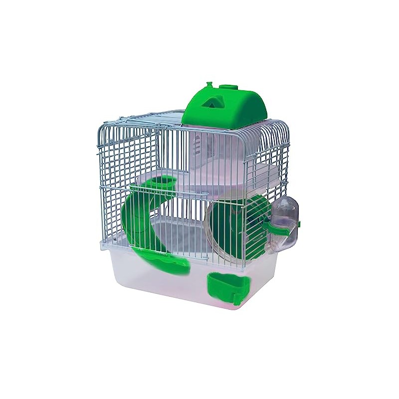 SEVENPET Jaula Casa Hámster Bebedero Comedero Rueda 23x17x33cm
