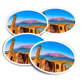 Vinyl Stickers (Set of 2) 10cm - Mount Vesuvius Italy Pompeii Fun Decals for Laptops,Tablets,Luggage,Scrap Booking,Fridges #3498