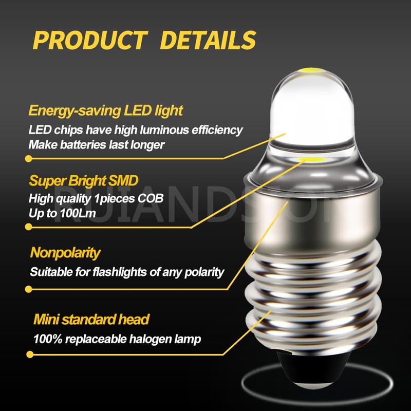 Ruiandsion 4pcs E10 LED Bulbs 3V 6000K White LED Bulbs