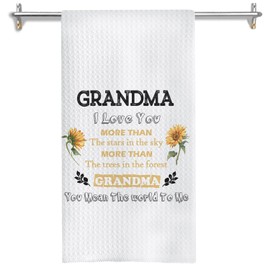 GOOZHO Grandma Kitchen Towels, Grandmother Gifts for Mother's Day Birthday from Grandkids Hand Towels for Bathroom Decor, Grandma I Love You Decorative Dish Tea Towels for Kitchen Decor, 16x24 Inch