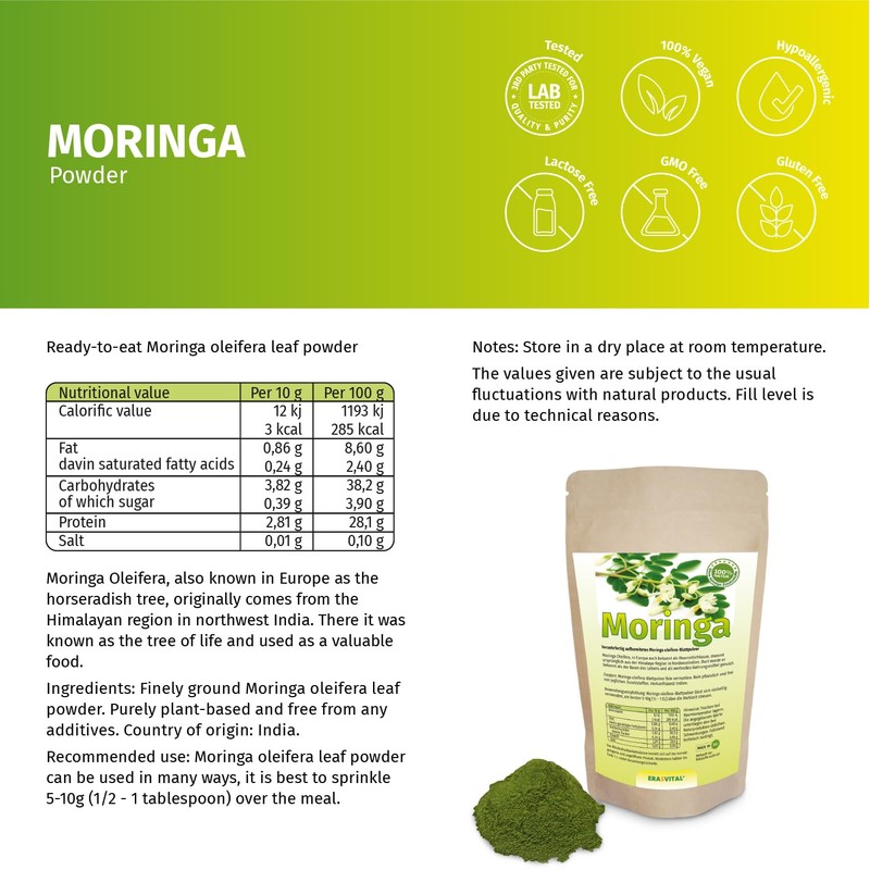 Moringa Oleifera Powder Vegan Daily Diet (250 g (Pack of