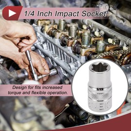 X AUTOHAUX 1 Pcs Impact Socket Durable Hardware Tool 25mm Silver Tone High Carbon Steel 6 Point 10mm for Car Motorcycle Dirtbike Repair 1/4 Inch Drive