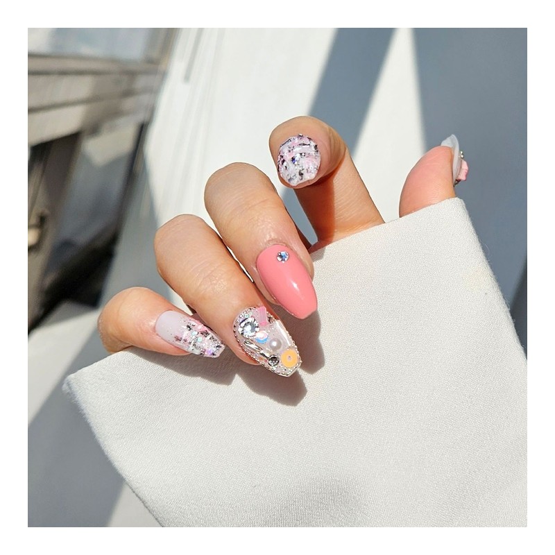 Tweed handmade nail tips - Ballerina M / 트위드 수제네일팁