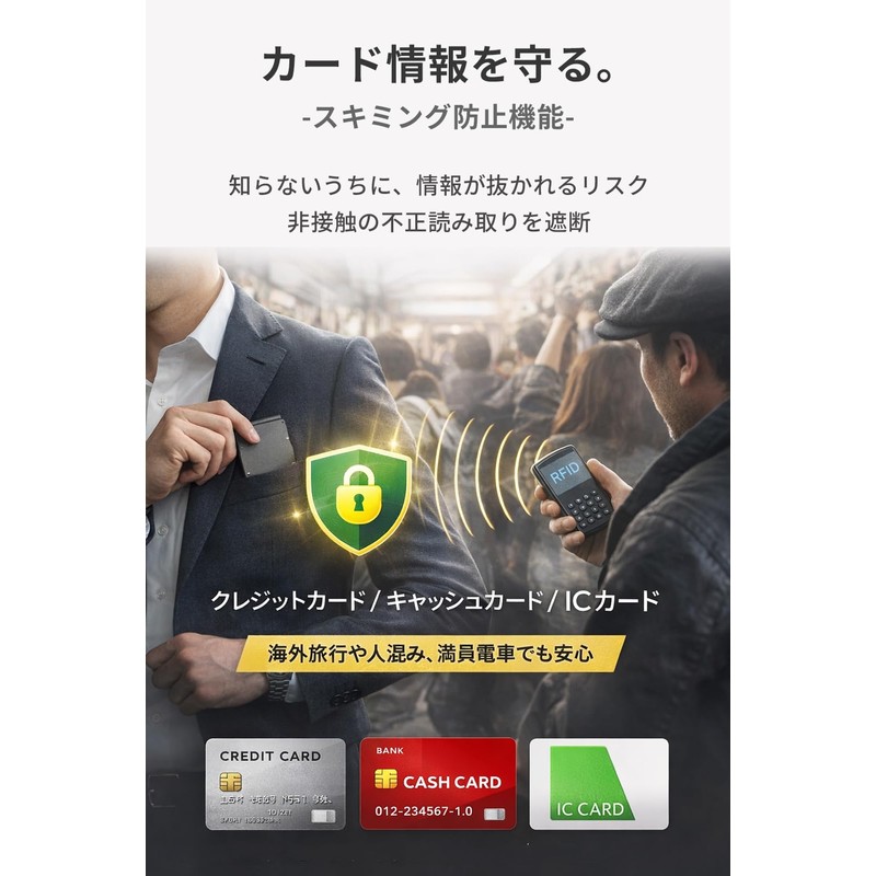 Zepirion Card Case Credit Card Skimming Prevention RFID Blocking Men's
