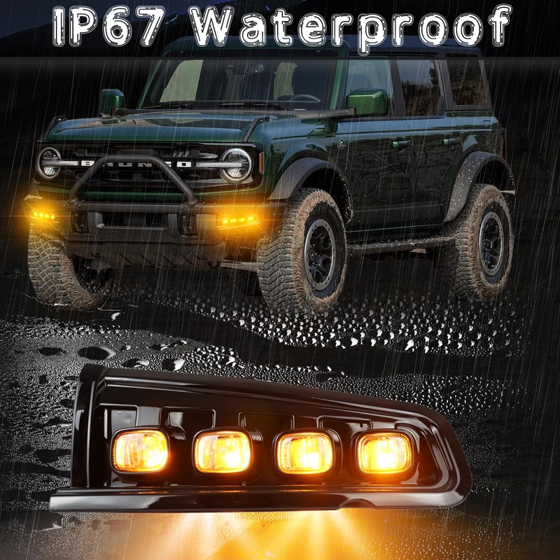 BINQIGOO LED Front Bumper Fog Light Daytime Running Lamp White/Amber