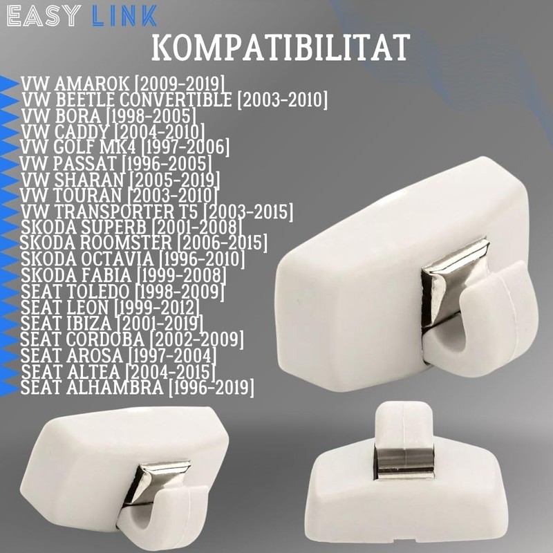 Easy Link 2x Sun Visor Holder Clip Grey Compatible with
