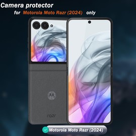Cmiuubrer 1 Pack Camera Lens Frame for Motorola Razr 2024, 9H Glass Screen Protector Anti-Scratch, Tempered Glass Metal Individual Camera Cover Accessories,Black