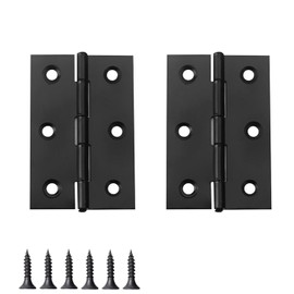 2 Pcs Stainless Steel Door Hinge Cabinet Hinge,Self Closing Overlay Cabinet Hinges,Folding Butt Hinges Ball Bearing Hinges Window Hinges Outdoor Hinges with Mounting Screws/Black(2)