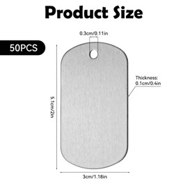 50 Pack Metal Stamping Blanks Silver Metal Tags Engraving Blank Tags Signs Aluminum Stamping Blanks Keychain Blank Dog Tag Military
