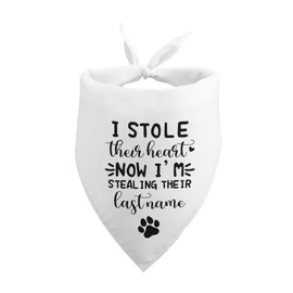 Yegifeyct I Stole Their Heart Now I'm Stealing Their Last Name Funny Dog Bandana Adoption Day Gifts for Dogs Pet Scarf for Dog Photo Prop Pet Accessories for Dog Lovers Owner Gift, white