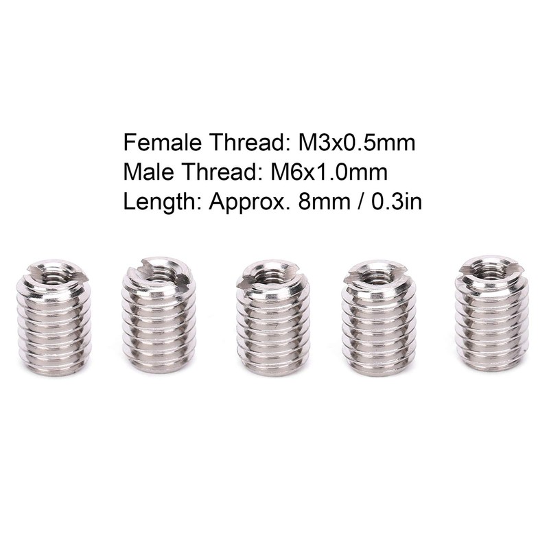 Threaded Insert Reducing Nut, M3 x 0.5 Female Thread and