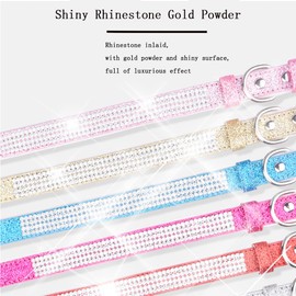 Yiwong Shiny Rhinestone Cat Dog Collar Necklace for Dogs and Cats with Rhinestones, Korean Wool Bling Glitter Rhinestone Dog Collar