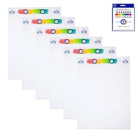 Color Swell 6 Pack 30 Sheets Each of Sticky Easel Pads Plus a Bonus Pack of Washable Markers, Great for the Office, Classroom, Groups, Presentations, Meetings, and Brainstorming