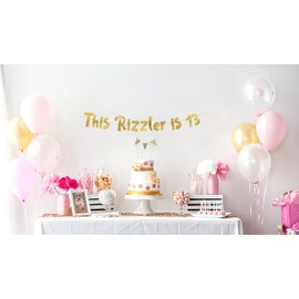 This Rizzler is 13 Gold Glitter Banner - 13th Birthday Party Supplies, Ideas, Gifts and Decorations
