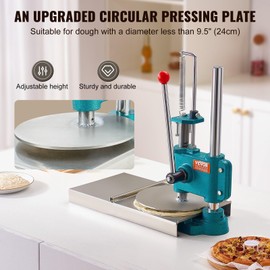 Manual Pizza Dough Press Machine, 9.5inch/24cm Household Pizza Pastry, Stainless Steel Pizza Presser, Commercial Chapati Sheet Pizza Crust Press Plate, Height Adjustable Pizza Forming Machine