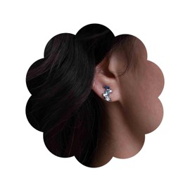 Aneneiceera Boho Tiny Sapphire Stud Earrings Cluster Blue Crystal Earrings Silver Small Cubic Zirconia Earrings Small Blue Rhinestone Earrings Jewellery for Women and Girls, Zinc, No Gemstone