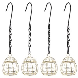 EASONGEE 4pcs Fat Ball Bird Feeders, Metal Bird Fat Ball Feeders, Hanging Bird Feeder Fat Ball Bird Holder with S-shaped Hooks for Outdoor Garden Wildlife Birds, Finch Sparrow Hummingbird Robin