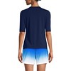 Lands' End Womens Elbow Sleeve Crewneck Swim Tee Rash Guard