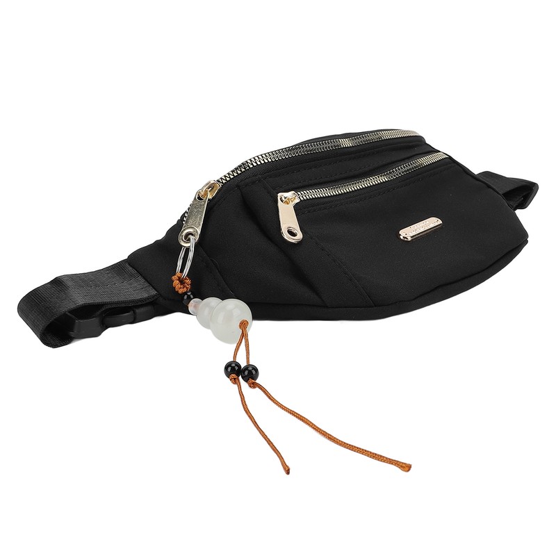 Waist Bag Multi Layer Stylish PU Smooth Zipper Large Capacity