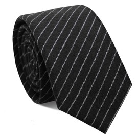 Mantieqingway Men's 2.56'' Skinny Cotton Ties Striped Neckties Casual Business Tie for Daily Dress, Office, College, Wedding (Black)