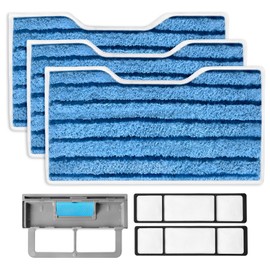 KEEPOW Reusable Mop Pads Refills, Replacement Pads Compatible with Shark Vac Mop VM252 VM200 VC205 VM250 /QM250 VM190 VM200P12, Hardwood Floor Mop Pad, Blue 1+2+3 Pads