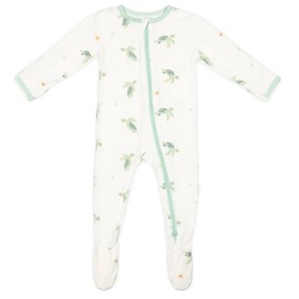 Bamboo Little Turtle Soft Baby Footie Pajamas, Baby Clothes, Newborn Sleepers, 95% Viscose and 5% Spandex, 9-12 Months