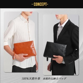 Shaelyka Men's Clutch Bag, Second Bag, Genuine Leather, YKK Zipper, Weddings, Funerals, Business Bag, Small, Popular, Gift, Gentleman's, Formal, Smart, Compact, Durable, Lightweight, Leather, Father's