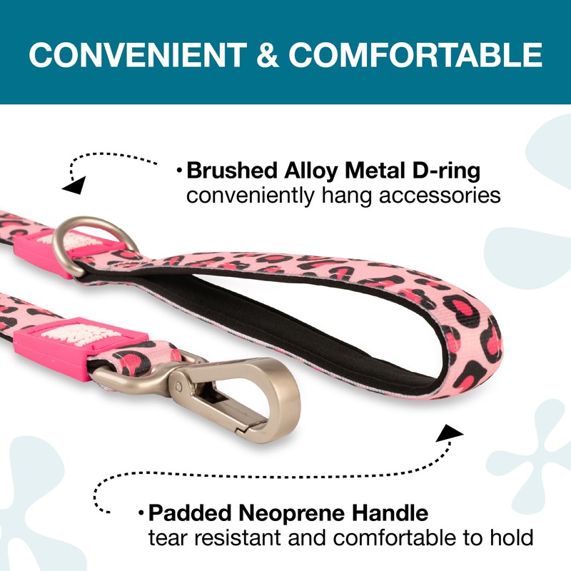 Max & Molly Classic 6 ft Leopard Pink Dog Leash