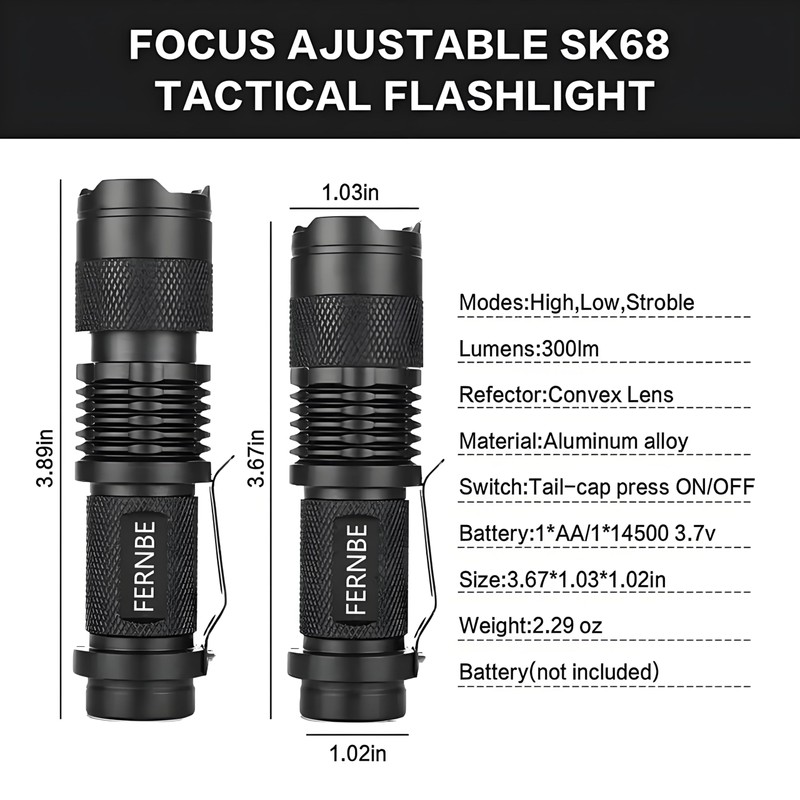 FERNBE 5 Pack SK-68 3 Modes Handheld Mini Cree Q5