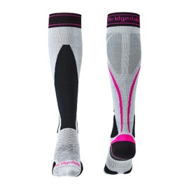 Bridgedale Women's Lightweight Ski-Merino Endurance Socks, Silver/Black, S