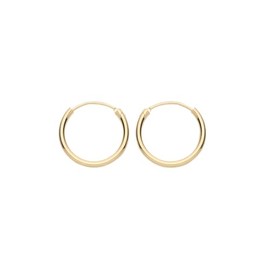 Old English Jewellers 9ct Yellow Gold on Silver 18mm Plain Basic Sleeper Hinged Hoop Earrings- Sterling Silver with Gold Overlay - Ladies Women Girls Everyday Jewellery