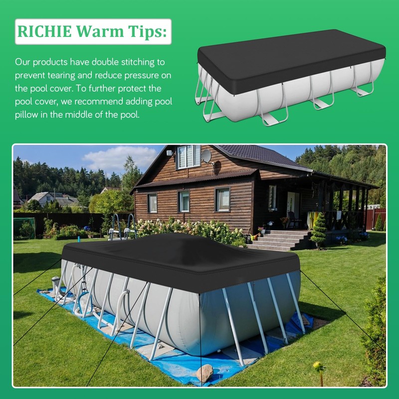 RICHIE 12-20FT Rectangular Pool Cover, Oval Solar Pool Cover for