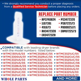 Whole Parts Dryer Door Latch Part # 00491673 - Replacement & Compatible With Some Bosch Dryers - Replaces AP3740824, 1107391, 491673, AH3472320, EA3472320 ​- Non-OEM Appliance Parts & Accessories