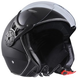 Harssidanzar Motorcycle Helmet Single Visor Open Face Motorbike Scooter Moped Helmet Cruiser,DOT Approved,for Men and Women CU604US, 1 Black,Size Small