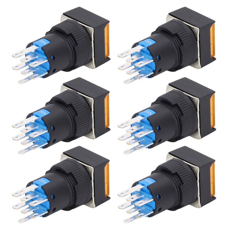 25Pcs Squares Push Button Switch 8 Pin Self Locking Switches