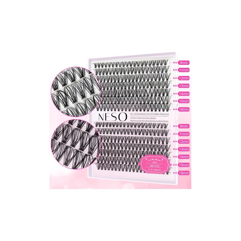 Kit Pestañas 30d Neso Mink Sintético Curva D