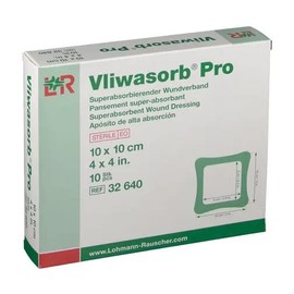 Vliwasorb Pro Super Absorbent Wound Dressing, 10 x 10 cm, Sterile, Individually Sealed, Pack of 10
