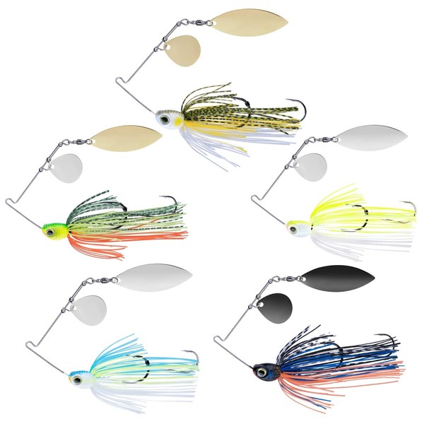 Goture Fihsing Lures for bass Blade Spinner Baits Swimbaits Jigs Freshwater Saltwater Rooster Tail for Salmon Pike Trout Walleye 3/8oz