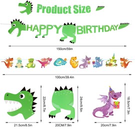 2 Pcs Dinosaur Birthday Decorations, Background Layout Birthday Banner, Dinosaur Party Decorations for Celebrations (Green)