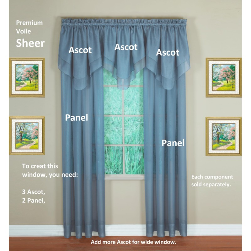 Today's Curtain Emelia Original Voile Panel 84", Wedge Blue, 60"