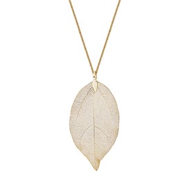 BriLove Women's Bohemian Boho Real Filigree Autumn Leaf Long Pendant Necklace Gold-Toned