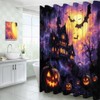 YOZSLGU Purple Halloween Shower Curtain Spooky Castle Haunted House Scary