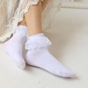 SRYL Women Lace Ruffle Frilly Socks (White-1 Pairs_Double Lace)