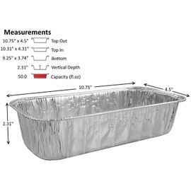 3 lb. Disposable Aluminum Foil Loaf Bread Baking Cooking Pan 10.75" x 4.5" x 2.31" - Heavy Duty Made in USA (Pack of 10)