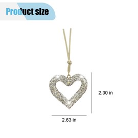Bling Heart Car Rearview Mirror Hanging Accessories, Lucky Diamond Car Interior Rear View Mirror Charm, Crystal Rhinestone Car Hanging Decoration Ornament Car Pendant for Women Girls (White)