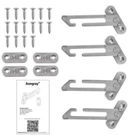 2 Pairs Window Restrictors Locks,Aongray Window Restrictor Hook Window for UPVC Stainless Steel 304 Security Lock Child Lock Restrictor Catch Safety Catch with Screws (Silver,2 Pairs)